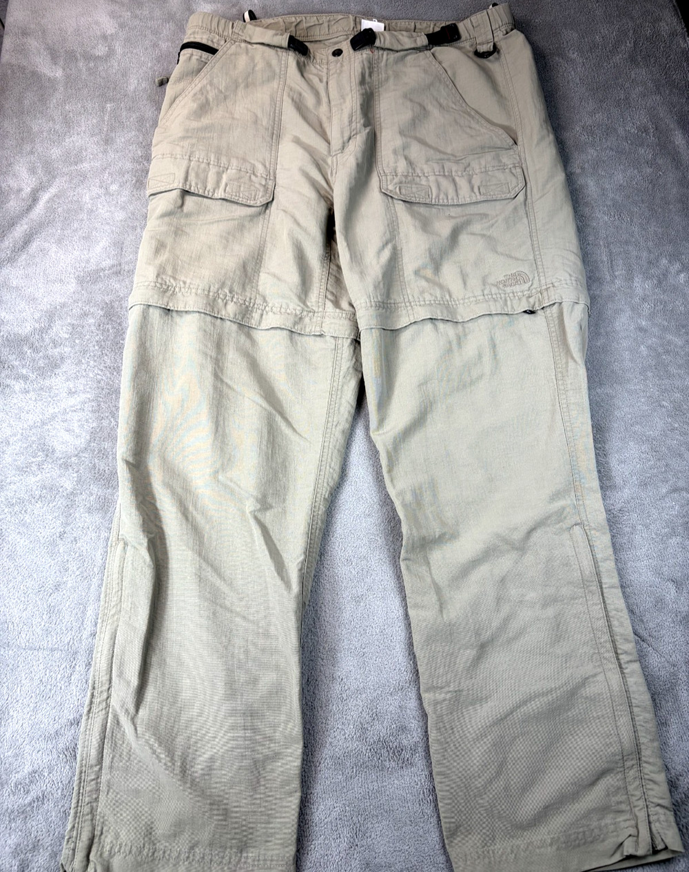 The North Face L Nylon Convertible Cargo Hiking Pants Outdoor Beige 7 Pockets